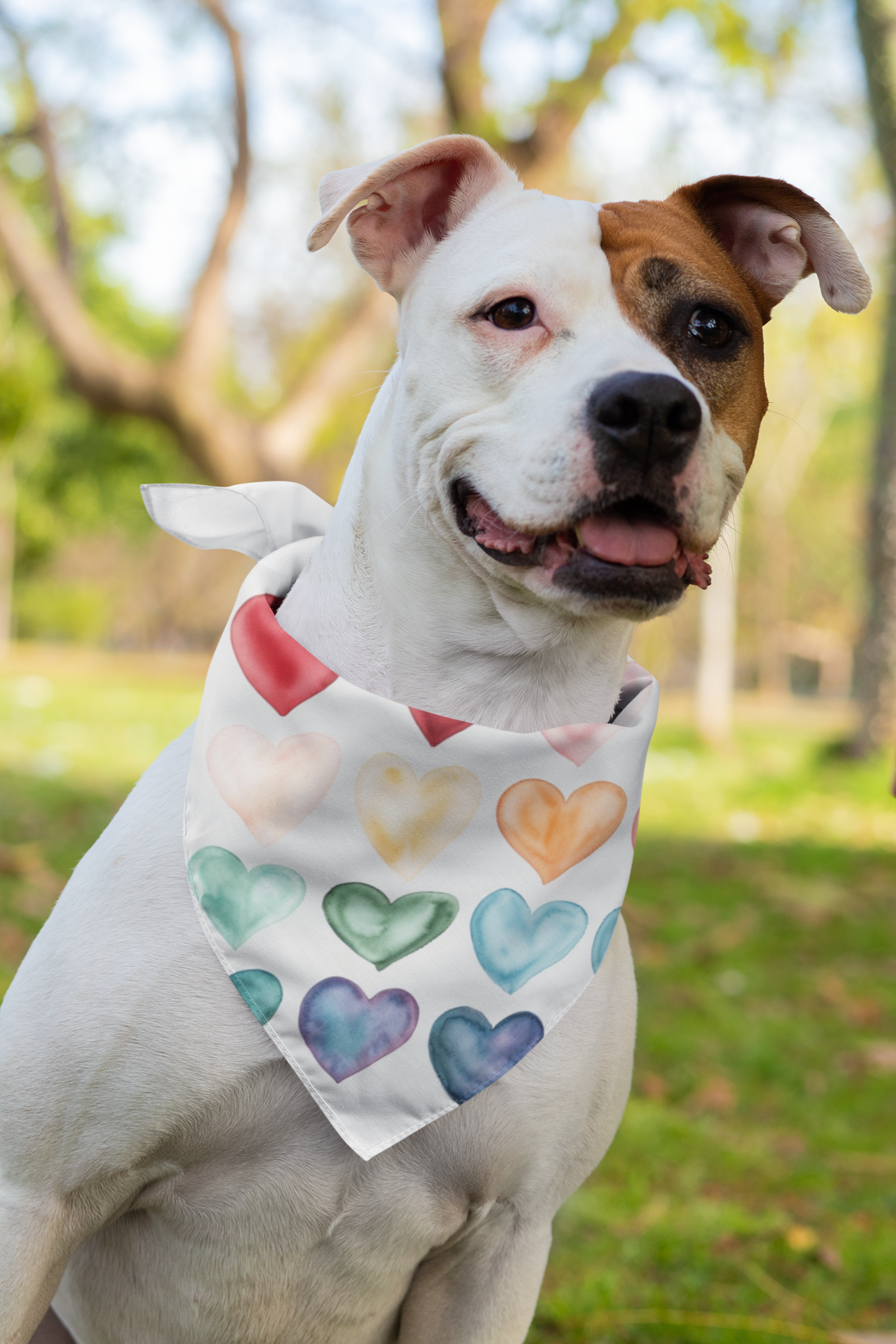 Watercolor Hearts Dog Bandana - Colorful Heart Pattern by Chronically Creative &amp; Co.